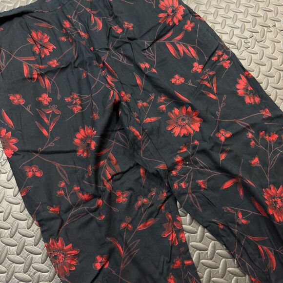Coldwater Creek Pants Womens Large Black Red Floral Lightweight Side Zip - Picture 3 of 8